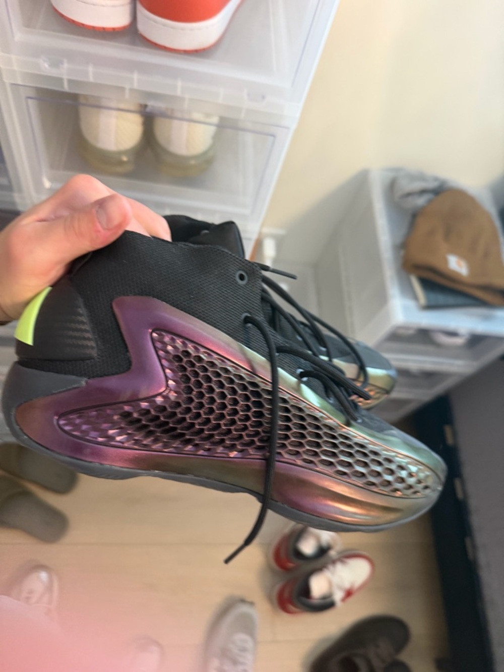 adidas Men’s Iridescent Black Purple Green Sneakers